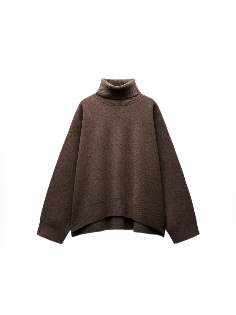 Zara Brown Oversized Turtleneck Sweater